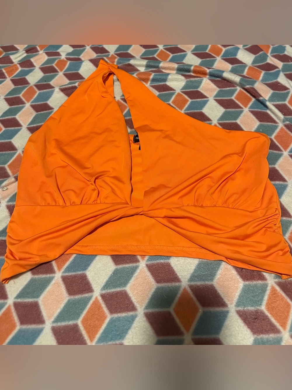 Orange one shoulder crop top